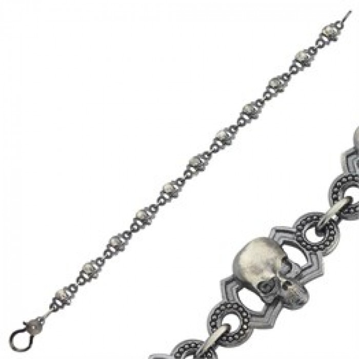 Skull Knitted Silver Bracelet